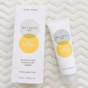 🩷🆕🩷 Balance Me AHA GLOW MASK 50ML Glycolic Acid Kaolin Clay Linden